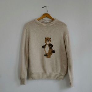 Vintage Teddy Bear Pom Tail Sweater